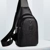Trendy Men's Crocodile Pattern Crossbody Chest Bag - Fashionable, Casual, Versatile PU Sport Pack for 2025