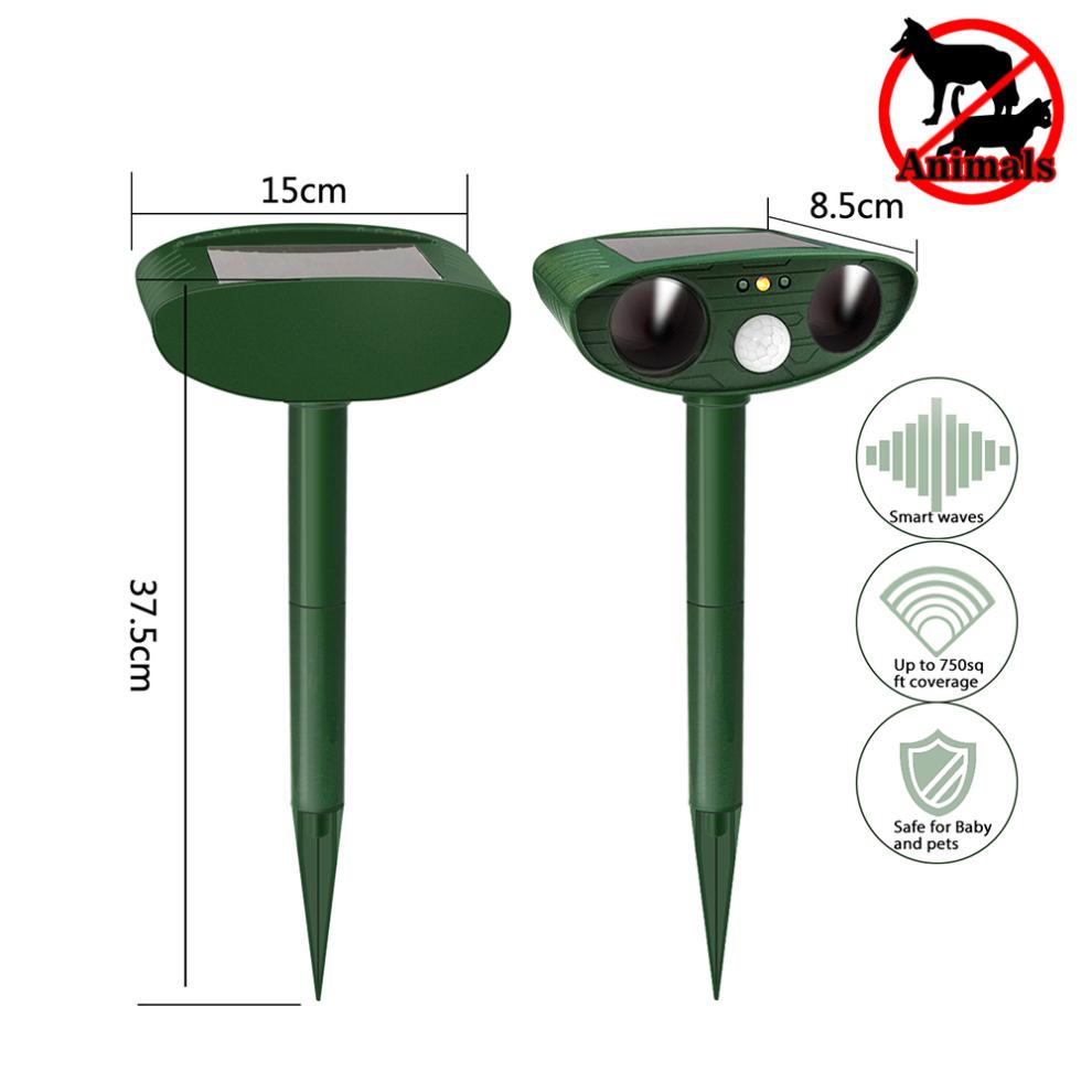 Ultrasonic Animal Repellent: Outdoor Solar Protection Against Stray Dogs, Cats, and Small Animals. Frequency of 25 kHz,