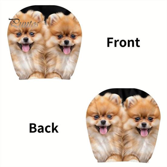 Decorative Car Headrest Protector 2Pcs Cute Dog Covers, Breathable Auto Seat Comfortable Sleeve Protectors, Stretchy Universal Interior Accessories