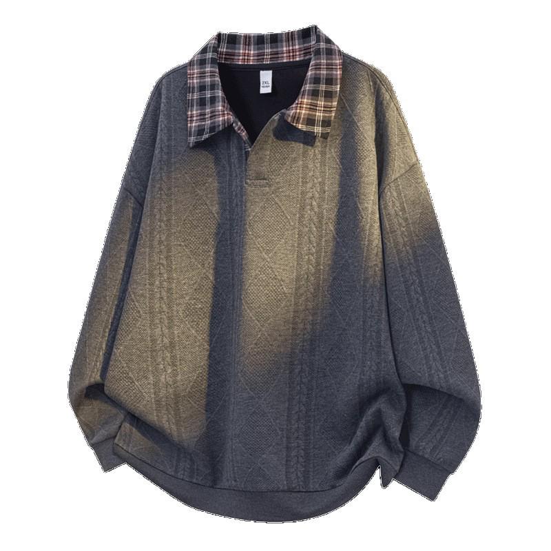 Men's Trendy Textured Hooded Sweatshirt and Jacquard Lapel Polo Shirt - Youth Casual Spring/Autumn Style