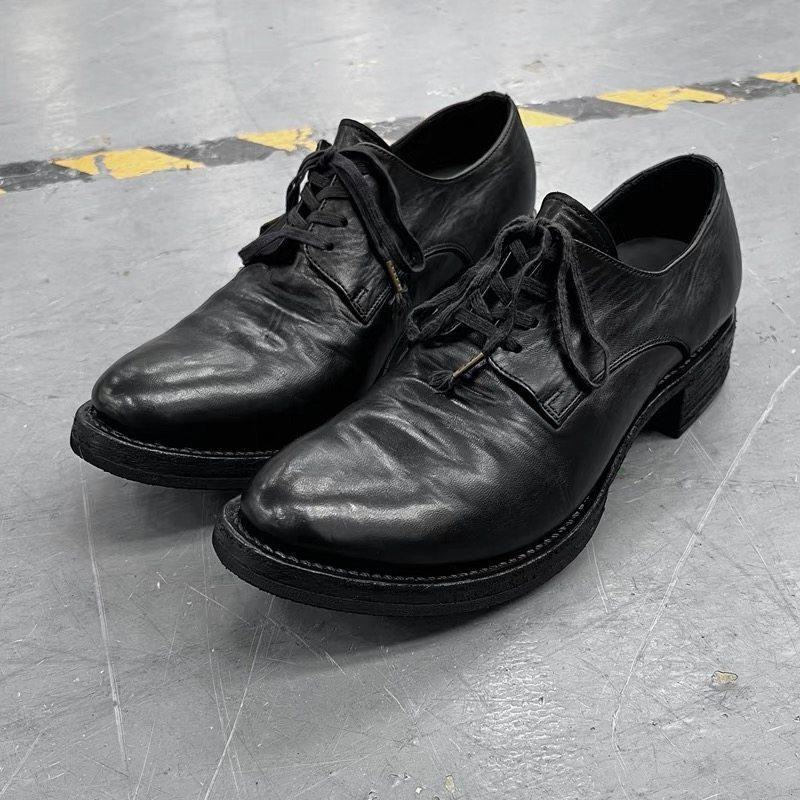 Commuter Oxford shoes pleated pointed leather shoes men's invisible heightening shoes men's and women's head derby shoes casual