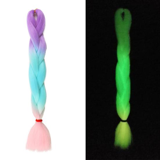 Yousheng Świecący Warkocz Kolor Gradientowy Świecący w Ciemności Dekoracyjny Antypoślizgowy Widoczny Warkocz Włosy Syntetyczne Neonowy Świecący Jumbo Warkocz Kucyk