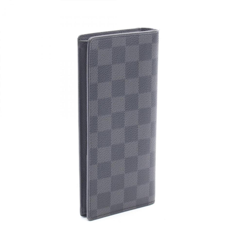 Used LOUIS VUITTON Portefeuille Brazza Damier Graphite Bifoldpurse N62665 Leather PVC Black Used Mens
