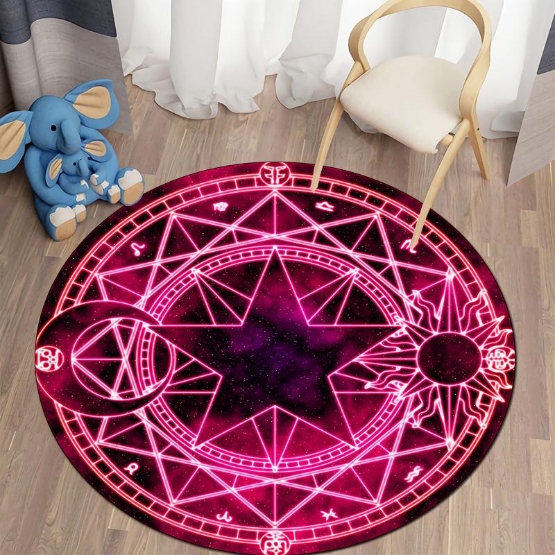 

Таинственный древний узор с символами, круглый ковер, сатанинская кошка, коза, пронзитель трона, ковер, колдовство, гадание, домашний декор 40