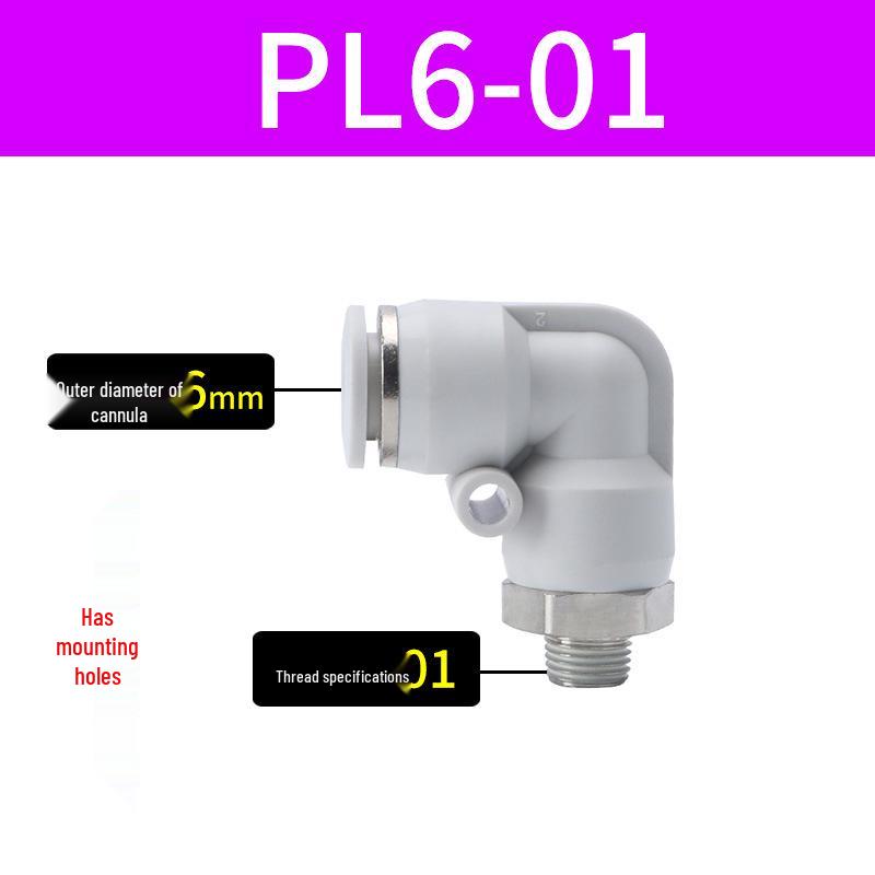 Premium White Male Thread Elbow PL8-02 Pneumatic Connector, 4-M5/6-01/10-03/12-04 Air Tube