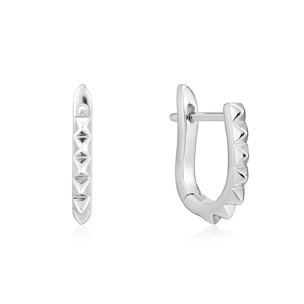 [Aniahaye] Spike Huggie U-Shaped One-Touch Ring 925 Silver Earrings E025-07H