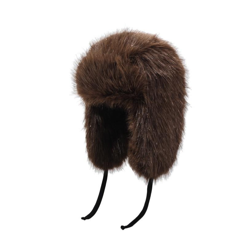Womens Winter Faux Fox Fur Trapper Hat Thick Warm Beanie Cold Weather Outdoor Use