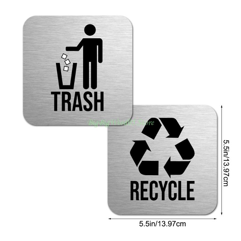 24TE Recycling & Trash Bin Stickers Easy to Apply Outdoor Indoor Waste Management