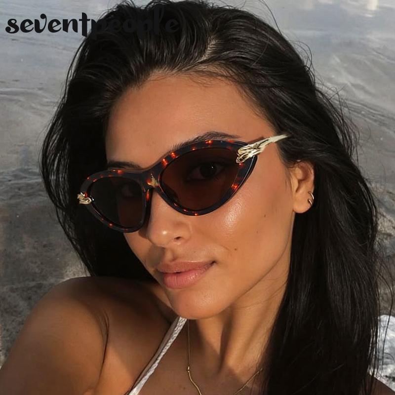 Small Frame Sexy Cat Eye Sunglasses Women  Luxury Brand Vintage Y2K Punk Metal Sun Glasses Trendy Cateye Shades For Ladies