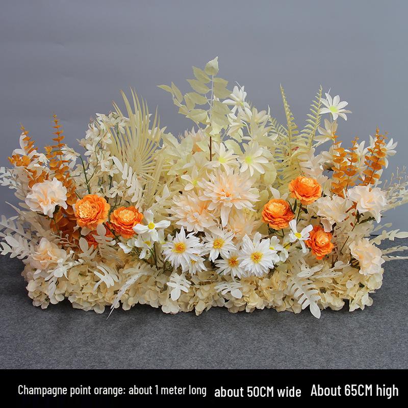 Blue Artificial Flower Row for Wedding Aisles and T-stage Decorations