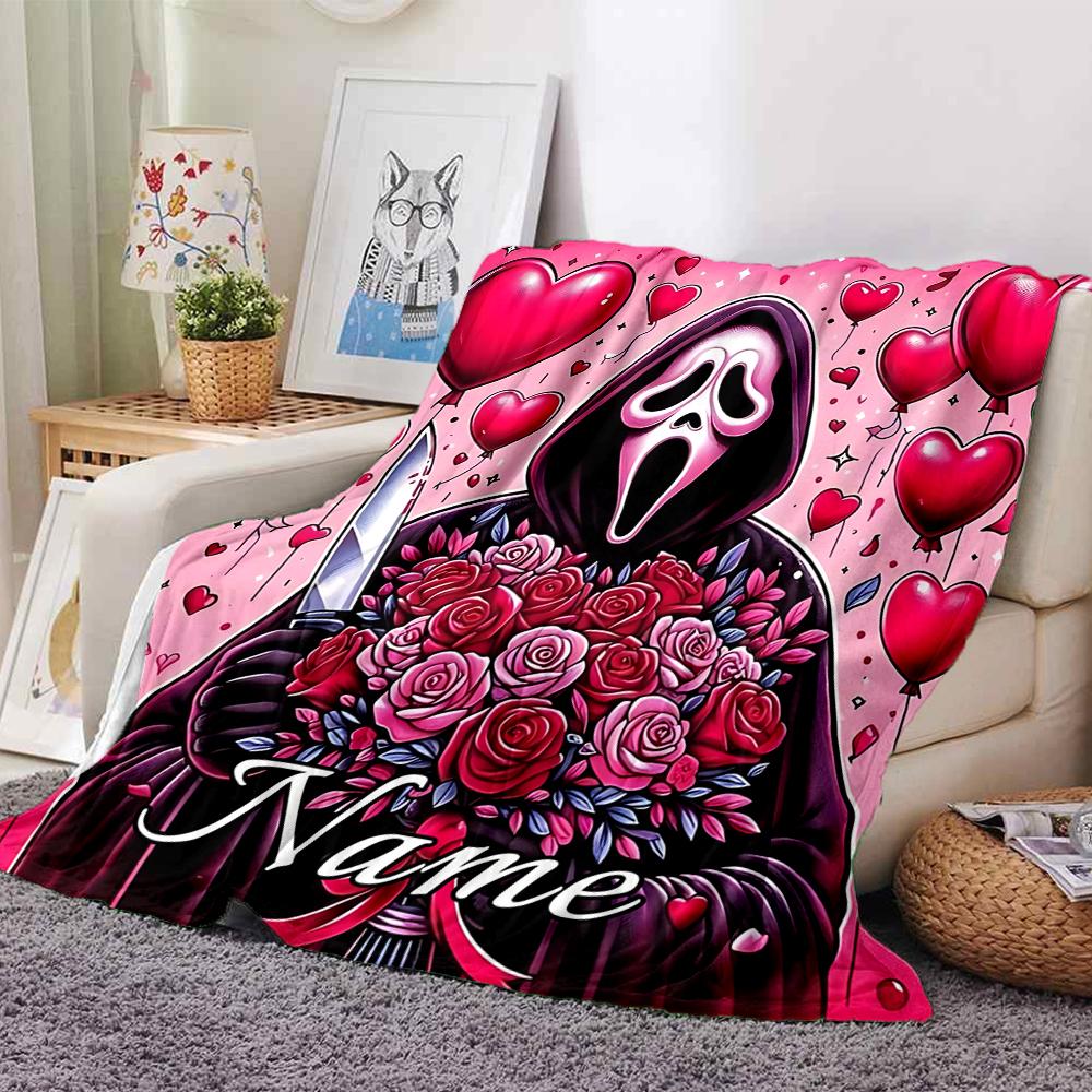 Custom Name Horror Movie Mashup blanket for Couch & Bed, Plush Cozy Fuzzy Blanket Super Soft & Warm Blankets for Fall and Winter. 0908133