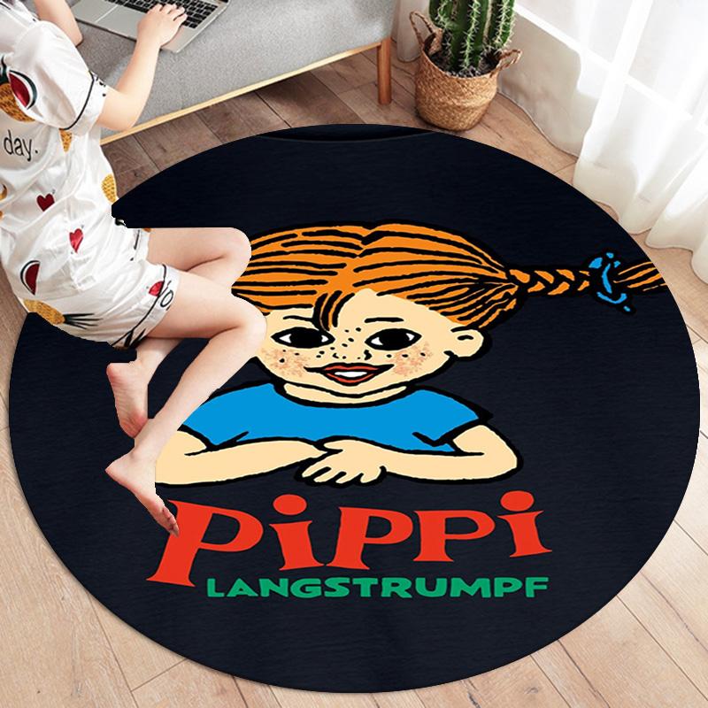 Pippi Longstocking Round Area Rug,Carpet Rug for Living Room Bedroom Sofa Playroom Decor,Non-slip Floor Mat