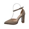 High Heels Women's Spring 2023 New Vintage Wood Grain Thick Heels with Hollow Baotou Sandals