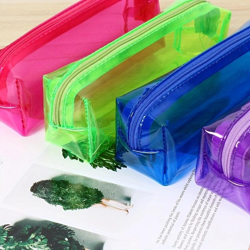 17.5*5*5cm1pc Multiple colors Transparent Portable good quality Stationery Storage Bag, Large-Capacity Student Pencil Case Supplies.