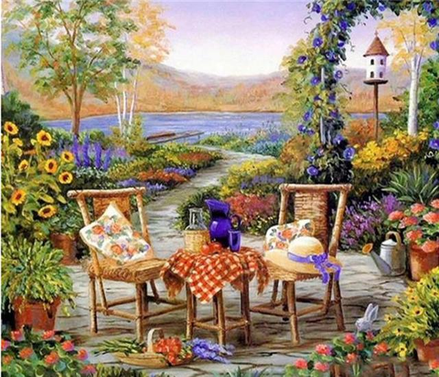 RUOPOTY DIY Frame Oil Painting By Numbers Daisy Flower Acrylic Home Decor On Canvas Wall Art Picture Rose For Living Room