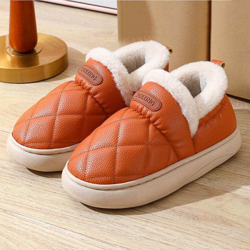 

Модные пушистые тапочки из искусственной кожи на толстой платформе, зимние новые водонепроницаемые нетеплые тапочки для отдыха в помещении, домашние хлопковые тапочки для женщин 36-37 коричневый