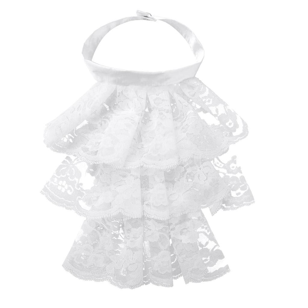 Adult Renaissance Neck Collar Detachable Lace Jabot Ruffled Design Victorian Steampunk Costume Accessory for Themed Parties