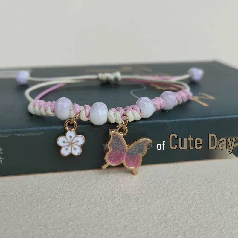 

Bestie Fairy Two-Person Ceramic Couple Bracelet: Ancient Style, Cute Woven Rope Design for Children & Students. маджента
