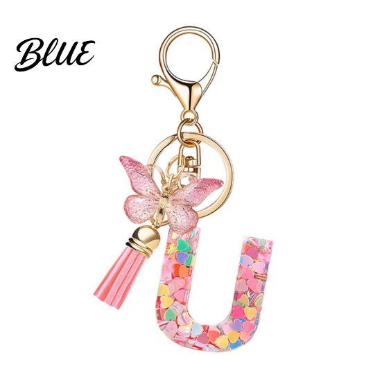 Gift Keychain Pendant Pink Series Pendant Sequins Heart Initial Letter Charm Key Chain