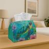 1pc Sea Turtle Design Tissue Box - Vibrant Tropical Fabric Multi-Use Storage Organizer for Kitchen, Dining Table Decorative Napkin Holder, Chic And Pr