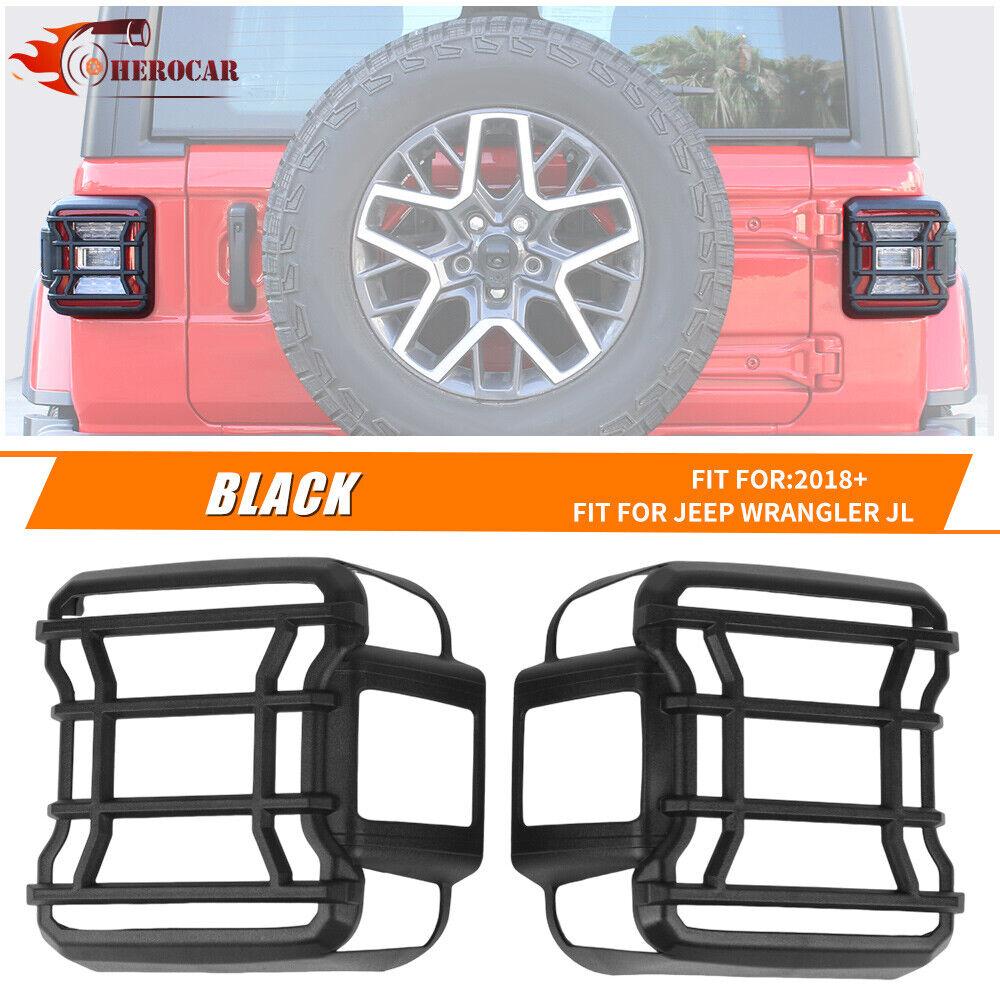 2Pcs Black Taillight Cover Rear Lamp Guard For Jeep Wrangler JL 2018+ LED Light