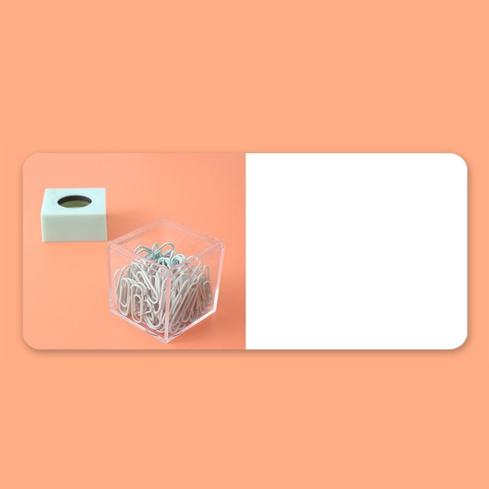 School Macaron Transparent Clips Dispenser Paperclip Holder Magnetic Absorption Box Desk Storage
