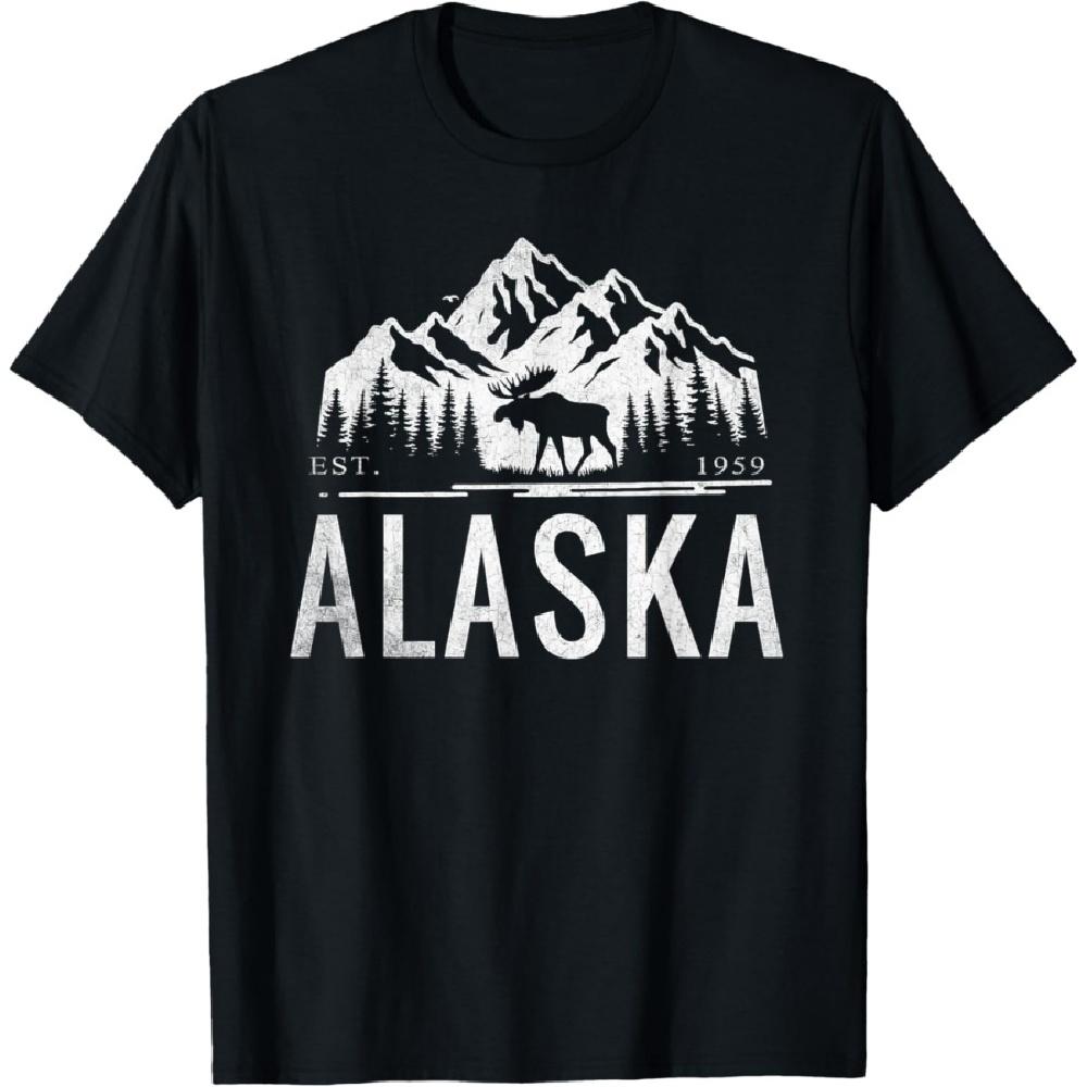 

Alaska Day The Last Frontier Alaska Mountain Moose Souvenir T-Shirt(3) S