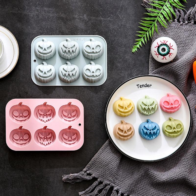 6-in-3 Pumpkin Shaped Silicone Mold Halloween Cake Mold Handmade Soap Chocolate Mold Used for Halloween Decoration