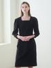 NOUVE Square Neck Stitch Dress - Black