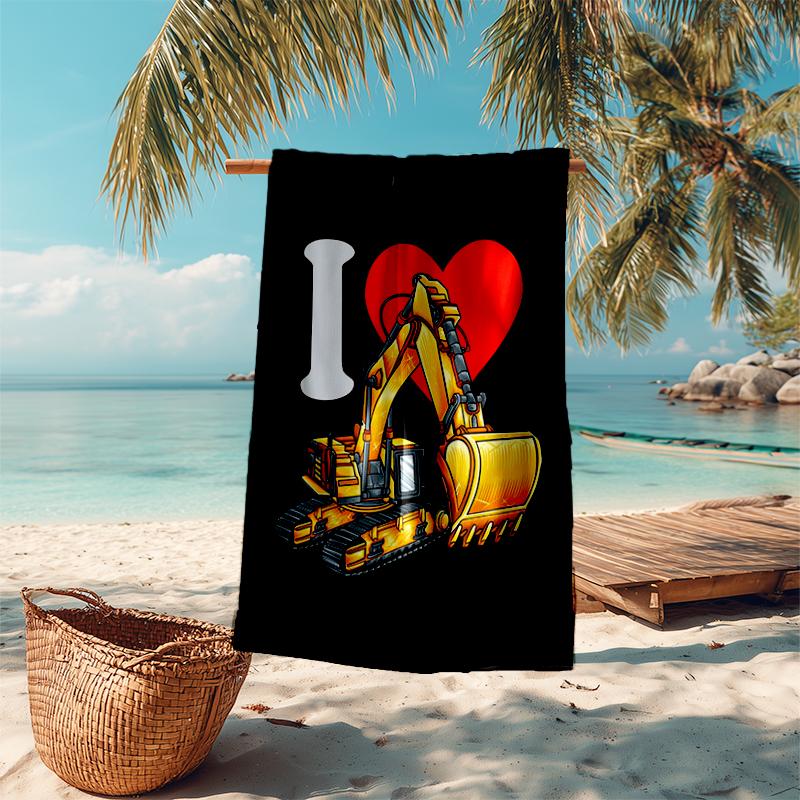 Ultra-Soft Beach Towel with Excavator Theme,Ideal for Pool - Camping, Diving - Perfect Travel Essential, Vibrant Beach Towel.