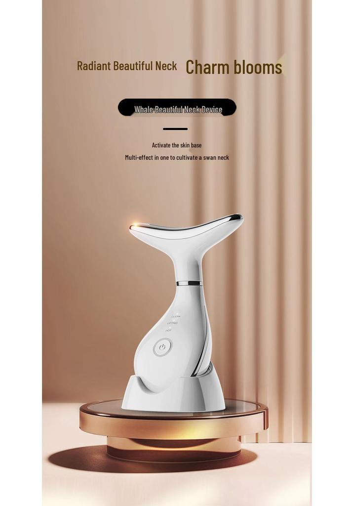 Multi-Functional Neck & Face Beauty Device with 7-Color LED, EMS Facial Import, and Massager