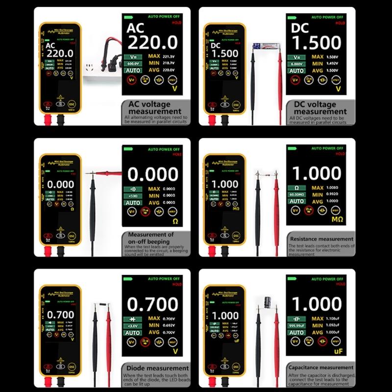 10MHz Handheld Digital Oscilloscope With Multimeter Function 3.2Inch Color Screen For Circuit Testing And DIY Projects