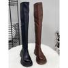 Kniehohe Stiefel Neue Stiefel Dicksohlige Ritterstiefel Elastische Stiefel mit Fleece Skinny-Stiefel Lange Stiefel