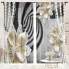 2 Stück, elegante Vorhänge mit Perlenhintergrund und Blumenmuster - 30% Verdunkelung - geeignet für Wohnzimmer, Küche und Heimdekoration