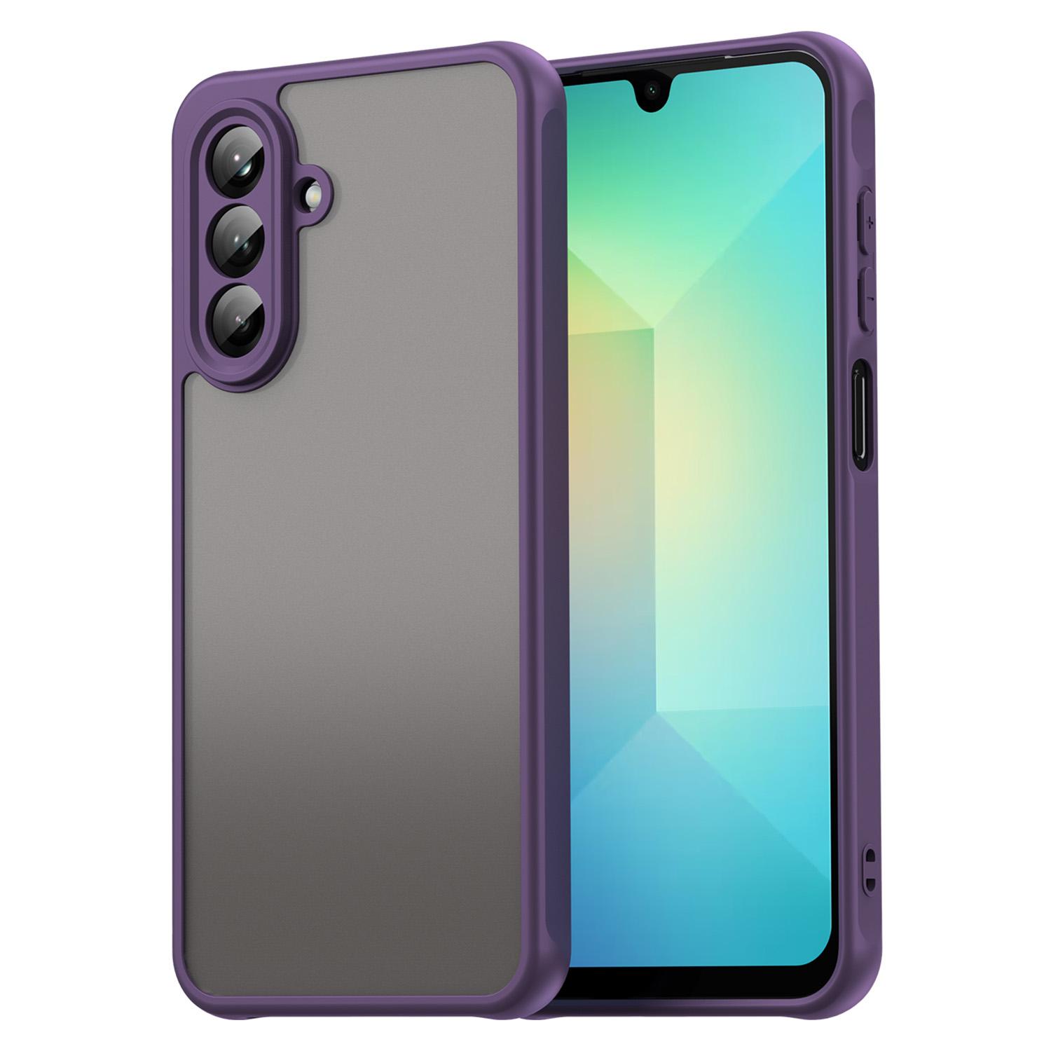 

For Samsung Galaxy A26 5G Phone Case Drop Proof Airbags Frosted Translucent PC+TPU Back Cover Purple