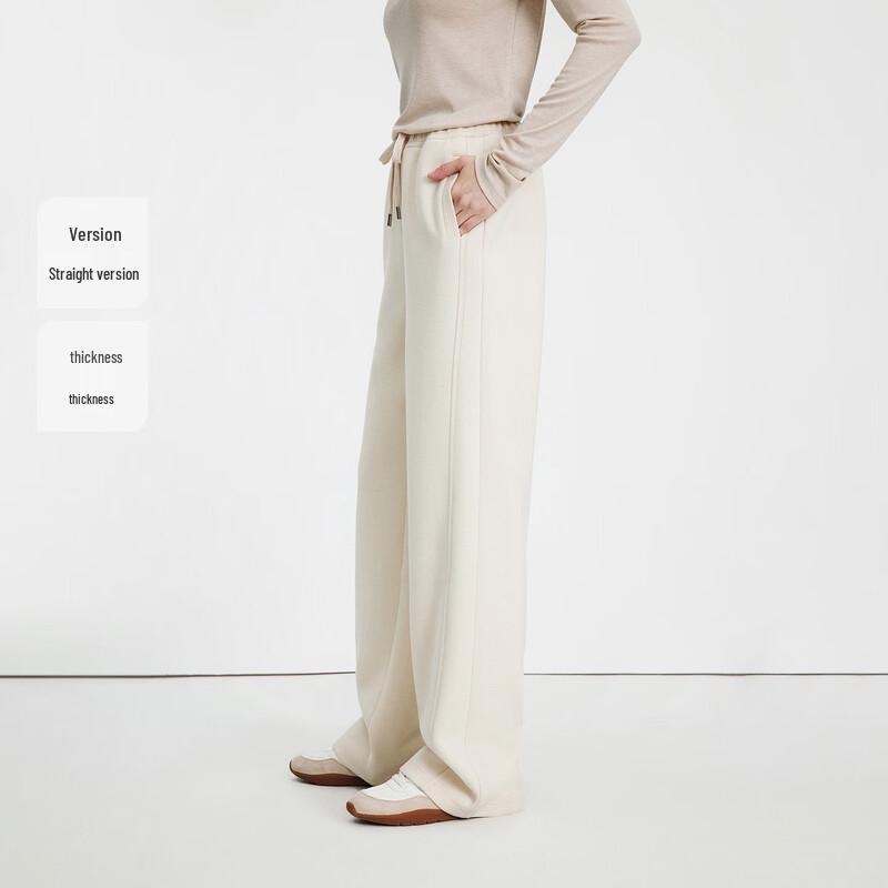 Navigare Women's Winter Wool-Blend Straight-Leg Casual Pants