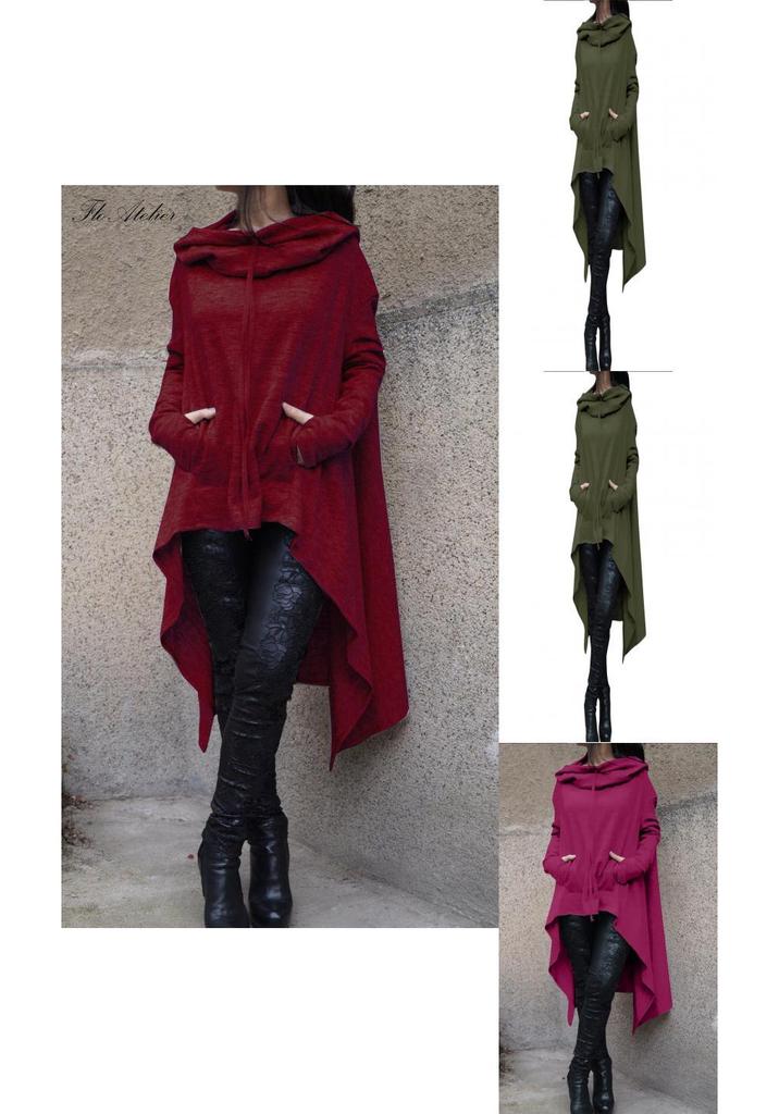 Damen Kapuze Sweatshirt Pulli Mit Langem Asymmetrischem Hoodie Und Gemütlichem Pullover Design