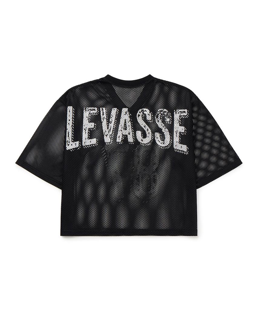 Leubase White Logo Crop Mesh Jersey Short Sleeve_Black