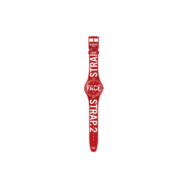 Swatch Original Series Quartz Movement Bold Personality Womens Watch 47.4mm Red Dial Plastic Case Silicone Strap Women watches SUOR115