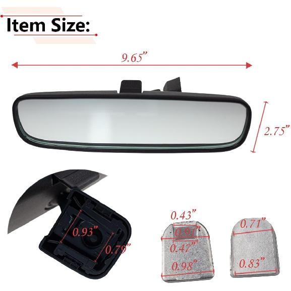 RLB-HILON 9.65” Rear View Mirror Compatible With Toyota Corolla Camry Highlander Prius, For Honda Accord Civic Fit Odyssey CRV CR-V, And More