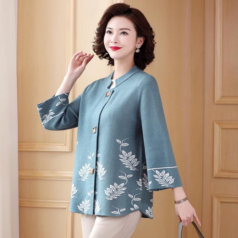 Women's Spring Floral Seven-Sleeve Knit Cardigan