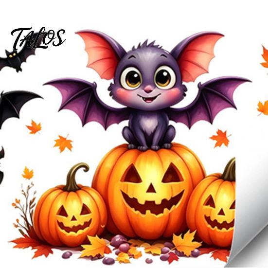 Festive Halloween Glass Window Stickers Cute Wall Decals, Black Cat Witch Bat Pumpkin Stickers, Fall Removable DIY Party Photo Props Peel & Stick Art