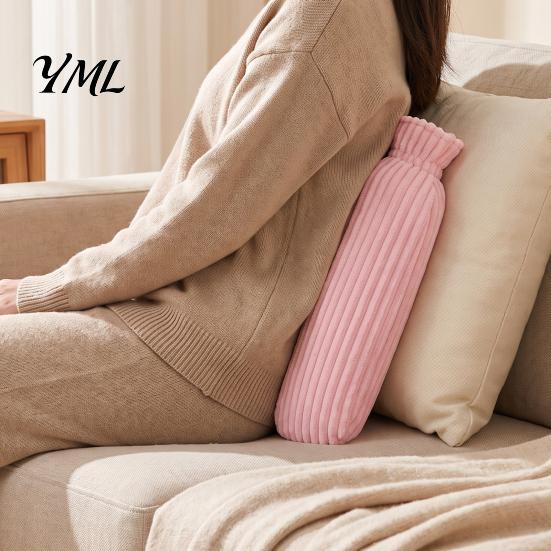 Hot Compress Bag 500/1000ML Long Water Bottle with Plush Cover, Leak-Proof Reusable Bag, Menstrual Cramp Pain Relief Warmer 1000ML