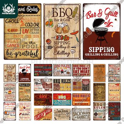 Putuo Decor Segno Metallico BBQ Placca di Latta Segni Metallici Vintage Pittura su Ferro per Barbecue Bar Pub Cucina Zona Festa Decorazione Murale