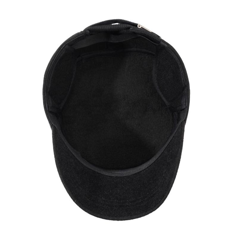 Plochá čepice Pánská Zimní Hrubá Větruvzdorná Proti Chladu Středního Věku Jarní Podzimní Teplá Čepice s Ochrannou Uší