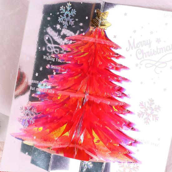 1/2/3Pcs 3D Christmas Greeting Card with Paper Envelope Foldable Pop-up 3D Tree Merry Xmas Wishes Message Card Festive Decoration Holiday Party Gift