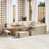 vidaXL 12-Piece Garden Sofa Set with Beige Cushions PE Rattan Acacia, vidaXL Garden Dining Set 3362816
