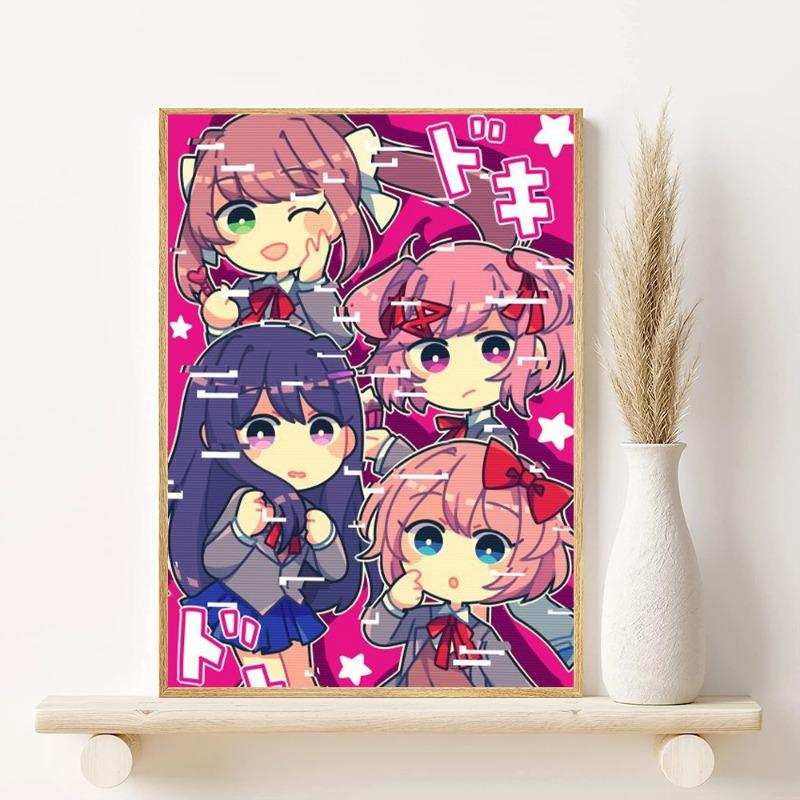 D-Doki Doki L-Literature Club Anime Poster HD Art Sticky Wall Waterproof Home Living Room Bedroom Bar Aesthetic Decoration