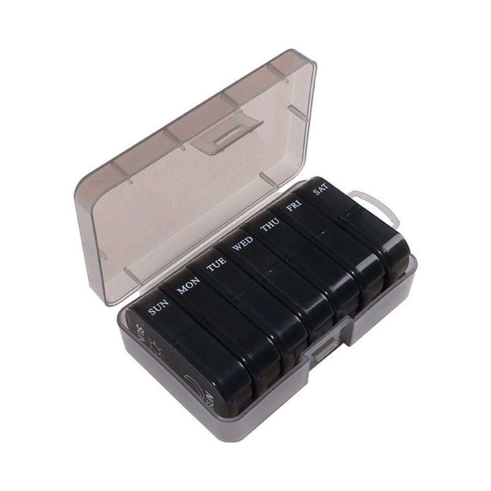 Moisture-proof 7-Day Pill Organizer 14 Grid Portable Pill Dispenser  Vitamins & Supplements