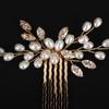 Braut-Hochzeits-Zirkon-Haarkamm, Perlen-Gold-Haarschmuck für Damen, Braut-Kopfschmuck, Vintage-Haaraccessoires für Brautjungfern, Party-Tiara
